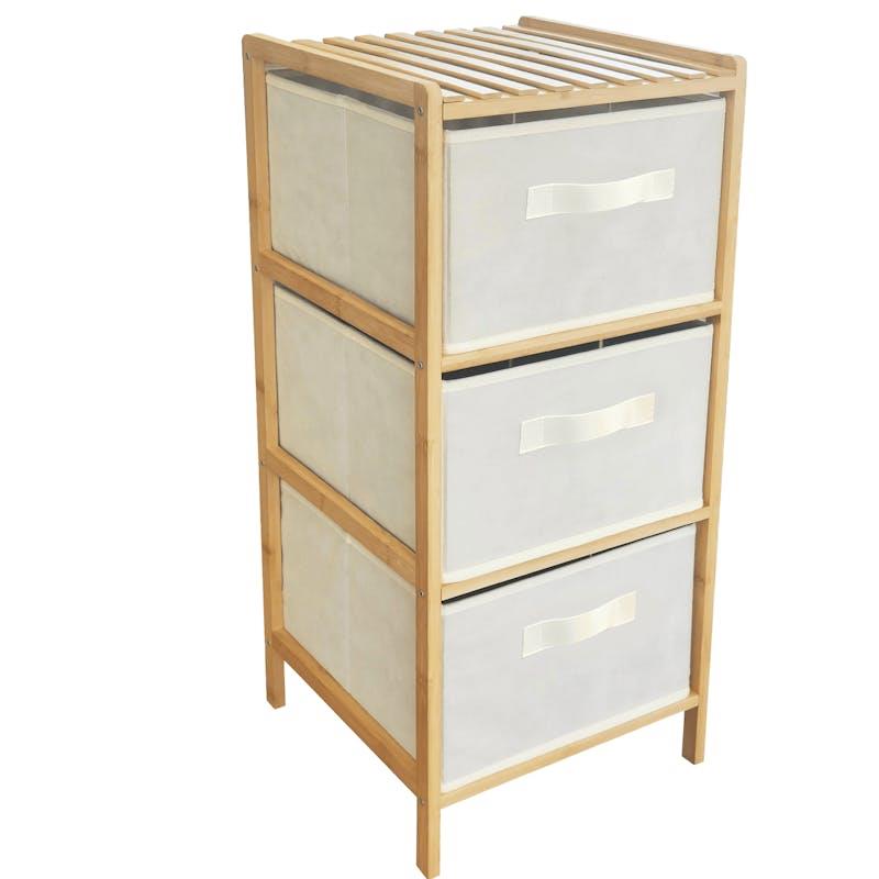Clevinger 3 Drawer Bamboo Storage Chest with Fabric Drawers Home Organizer 1Unit