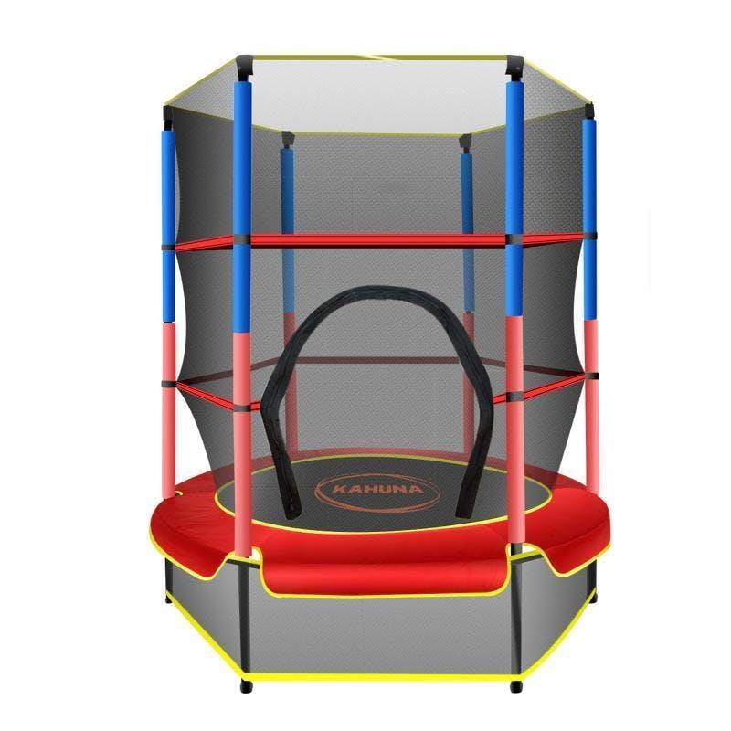 Kahuna 4.5ft Trampoline Round Free Safety Net Spring Pad Cover Mat Outdoor Blue Red