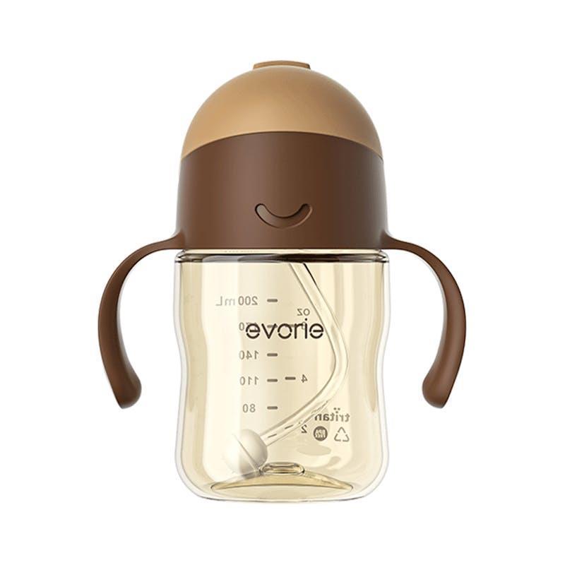 Evorie Tritan Baby 360 Straw Water Bottle Sippy Cup 200mL, Coffee 1Unit