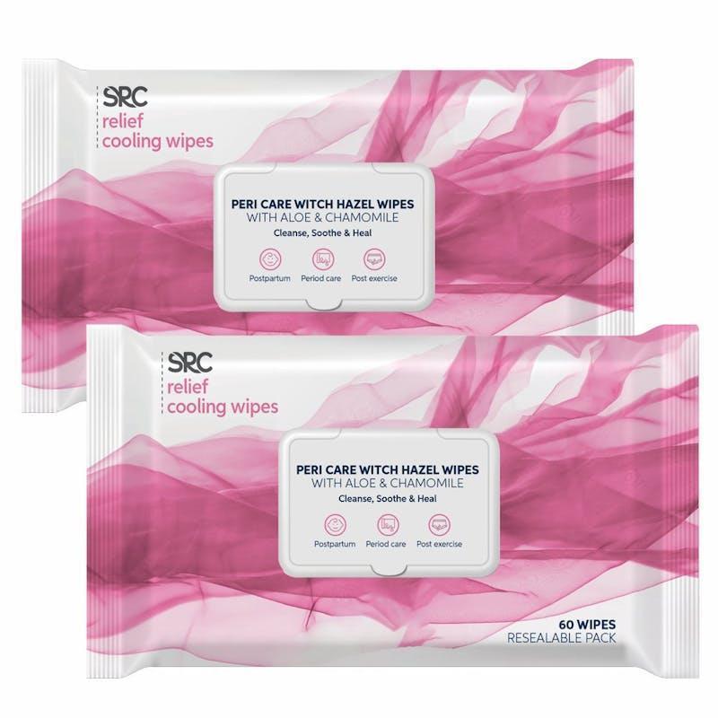 SRC Relief Peri Care Witch Hazel Wipes Two Pack (120 Wipes) Pack