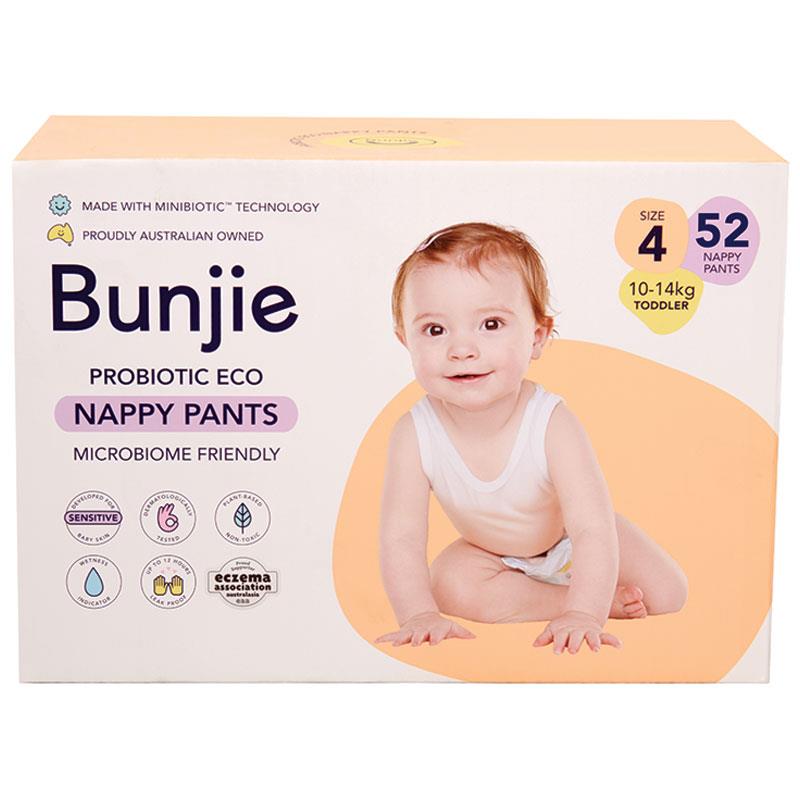 Bunjie Nappy Pants Jumbo Size 4 Toddler 52 Pack