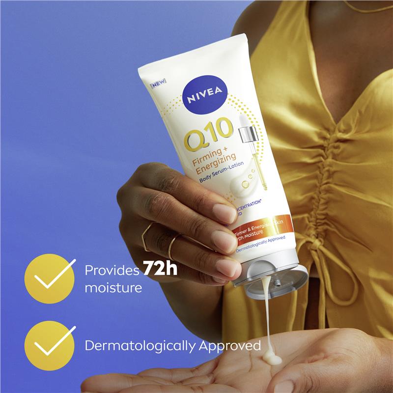 skin firming lotion q10 and l-carnitine serum Nivea Hydration Body w/Q10 Plus, 13.5 oz lotion morning and night all over your body. NIVEA Body Serum-Lotion Skin Firming