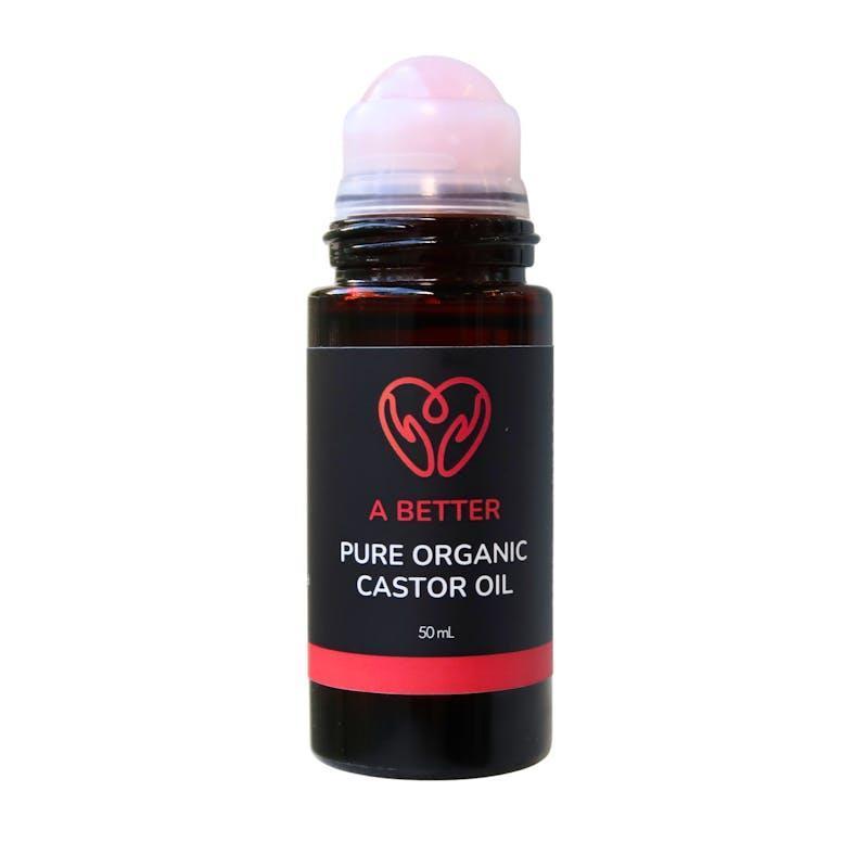 A Better Pure Organic Castor Oil Roll-On - Rose Quartz Roller 50ml