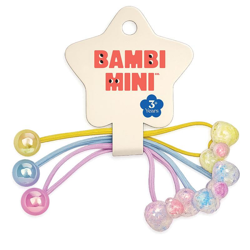 Bambi Mini Co. Accessories Candy Bow Confetti Hair Elastics Pink/Blue/Yellow
