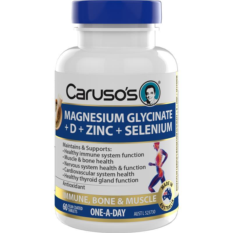 Carusos Magnesium Gly + D + Zinc + Selenium 60 Tablets