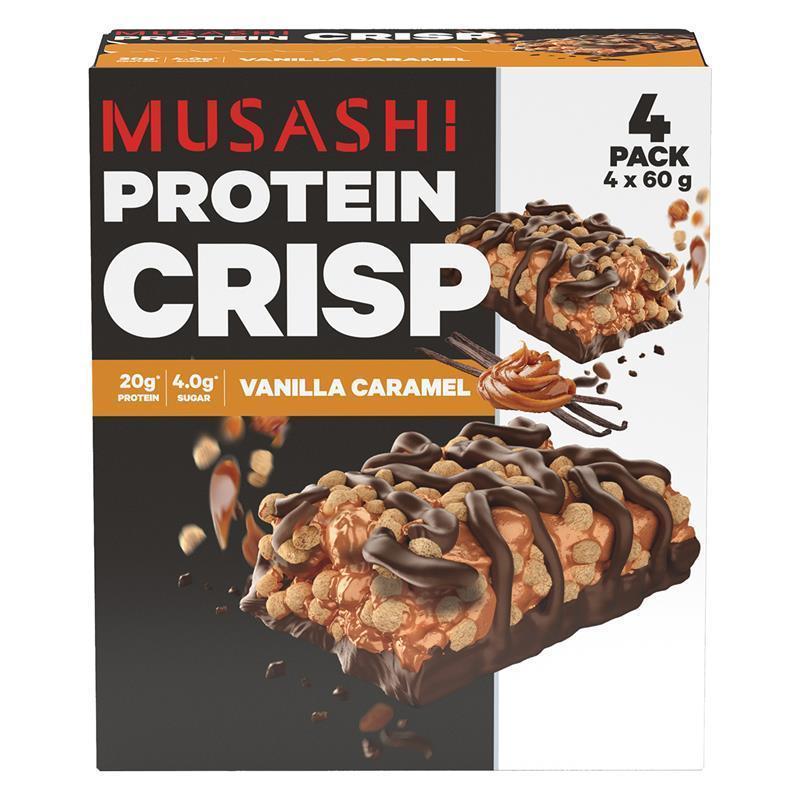 Musashi Protein Crisp Bar Vanilla Caramel 60g 4 Pack