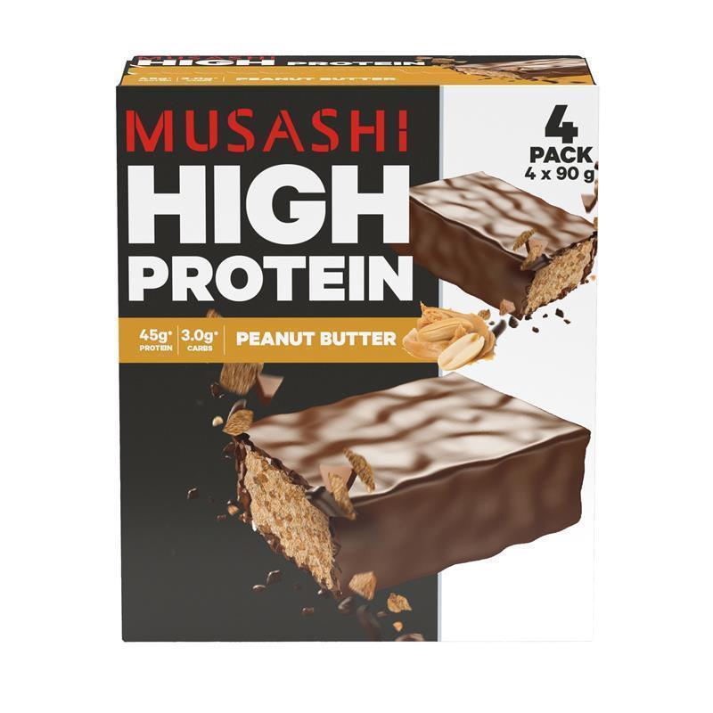 Musashi High Protein Bar Peanut Butter 90g 4 Pack