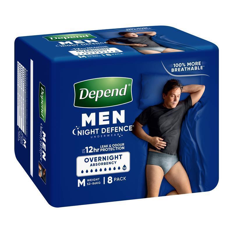 Depend Men Night Defence Incontinence Underwear Medium 8 Pack