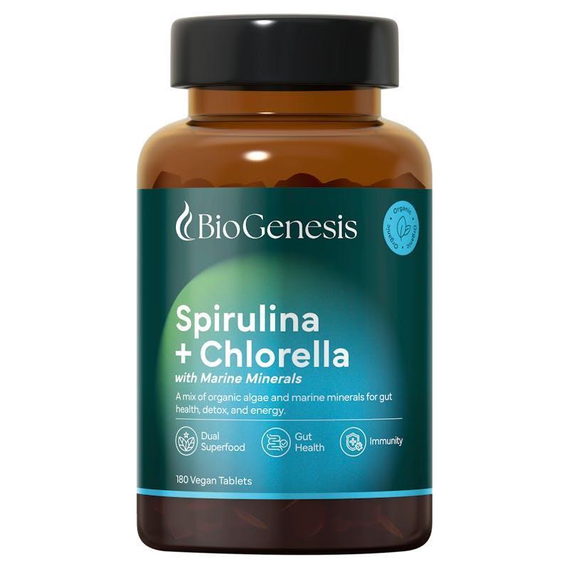 BioGenesis Organic Spirulina & Chlorella with Marine Minerals 180 tablets