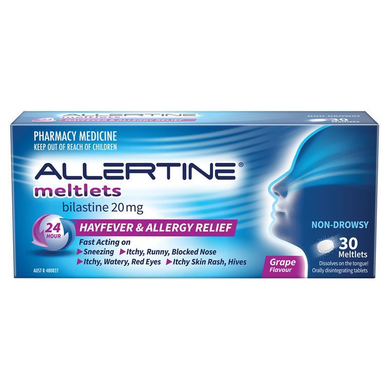 Allertine 20mg Meltlets Grape 30 Tablets