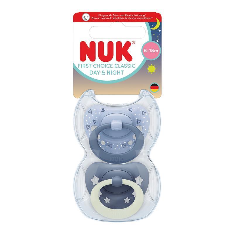 NUK First Choice Classic Day and Night Soother 6-18m Blue