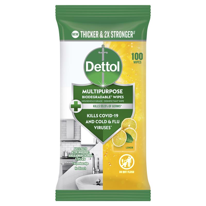 Dettol Multipurpose Wipes Lemon Burst 100 Pack