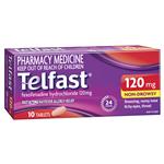 Telfast Hayfever Allergy Relief 120mg Antihistamine Tablets Non-Drowsy - 10 Pack