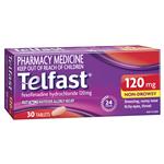 Telfast Hayfever Allergy Relief 120mg Antihistamine Tablets Non-Drowsy - 30 Pack