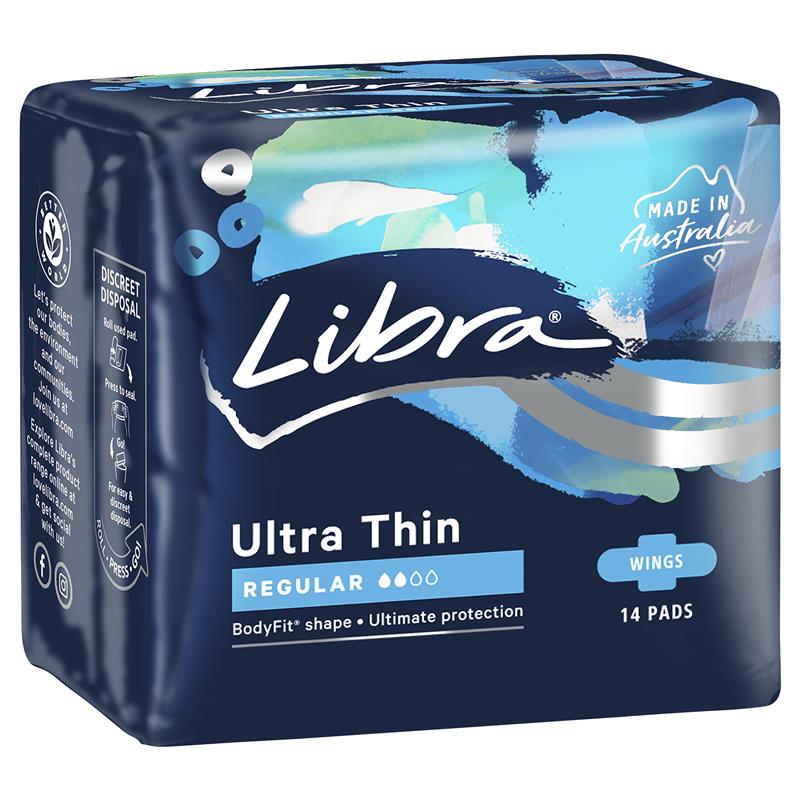 Buy Libra Pads Ultra Thins with Wings Regular 14 Online at Chemist  Warehouse®