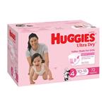 Huggies Ultra Dry Nappies Girl Size 4 Jumbo 72 Pack