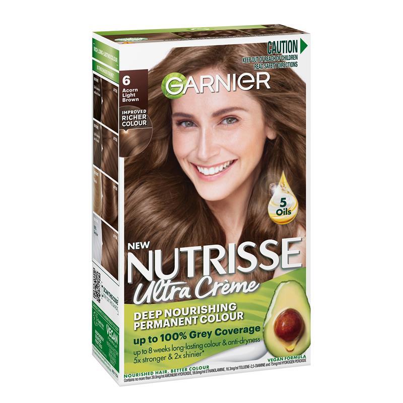 Buy Garnier Nutrisse Permanent Hair Colour - 6 Acorn (Enriched with 4  Natural Oils) Online at Chemist Warehouse®