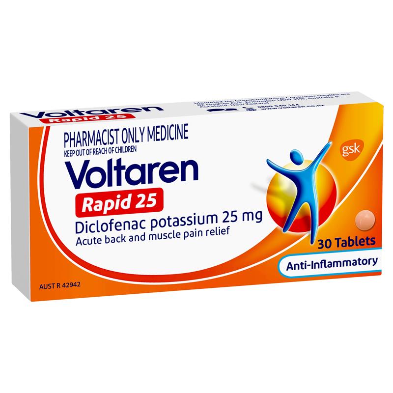 Voltaren Rapid 25mg Acute Muscle and Back Pain Relief 30 tablets