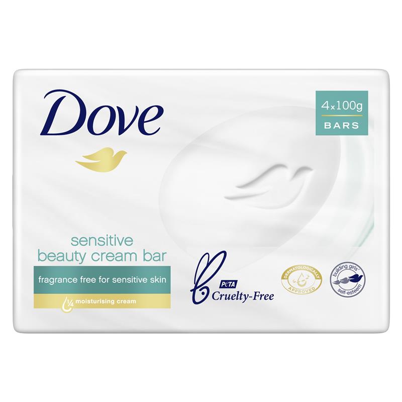 Buy Dove Beauty Bar Sensitive Skin Unscented 4 X 100g Pack Online At Chemist Warehouse®