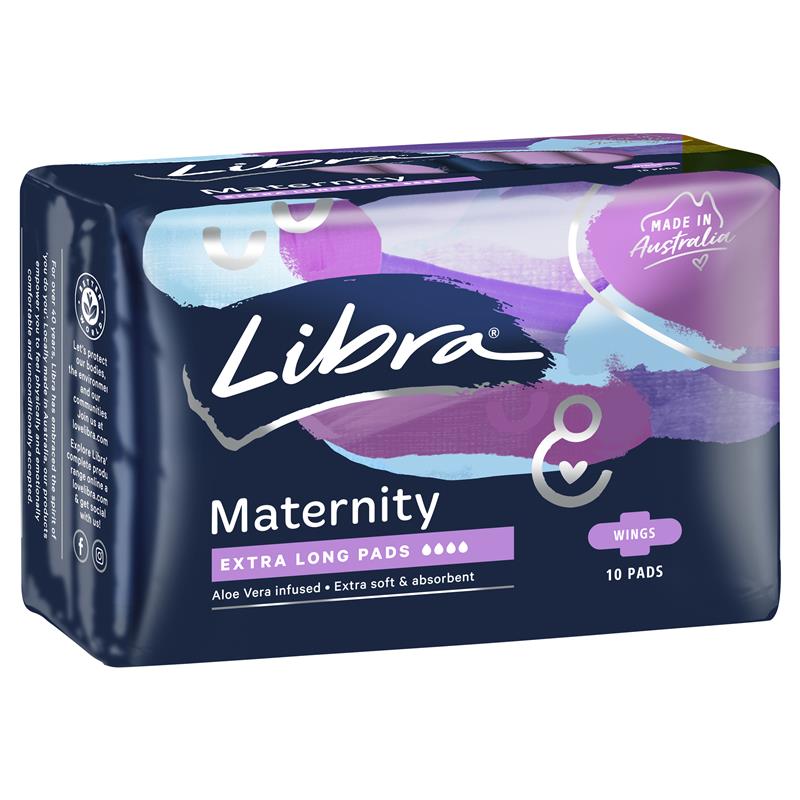 Buy Libra Extra Long Maternity Pads Wings 10 Pack Online at Chemist  Warehouse®