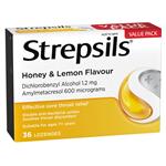 Strepsils Throat Lozenges Soothing Honey & Lemon 36 Pack