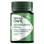 Nature's Own Siberian Ginseng 1000mg for Energy + Stress 60 Tablets