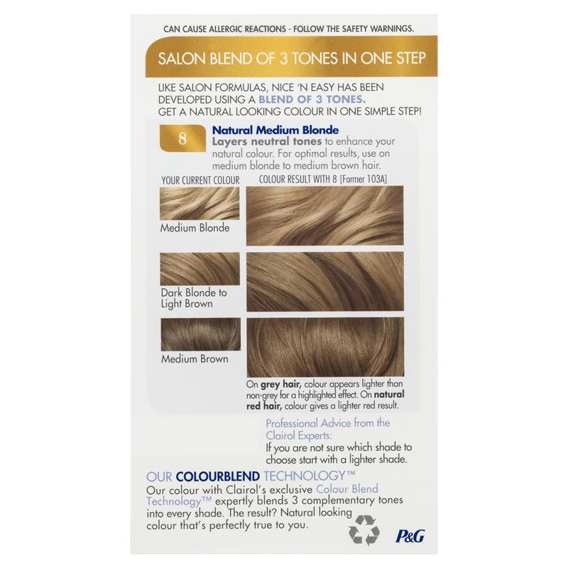 Buy Clairol Nice And Easy 8 Natural Medium Blonde Hair Colour Online At