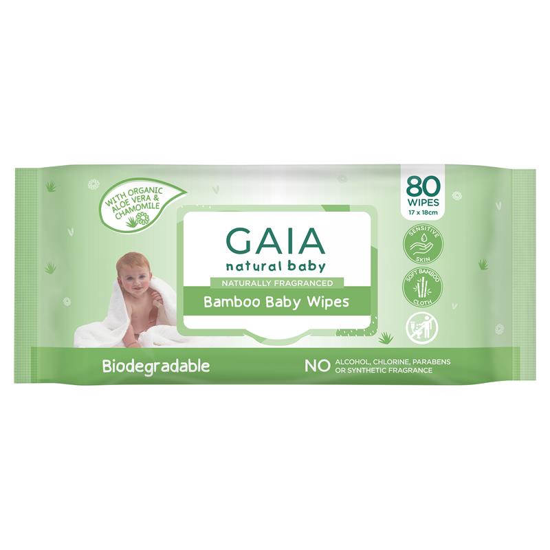 Buy Gaia Natural Baby Bamboo Wipes 80 
