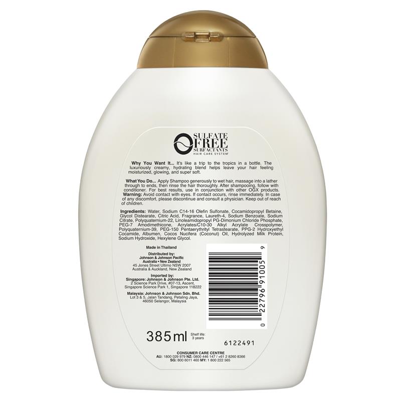 Buy Ogx Nourishing + Hydrating Coconut Milk Shampoo For Dry Hair 385mL  Online at Chemist Warehouse®