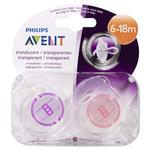 Avent Soother Translucent 6-18Months BPA Free 2 Pack
