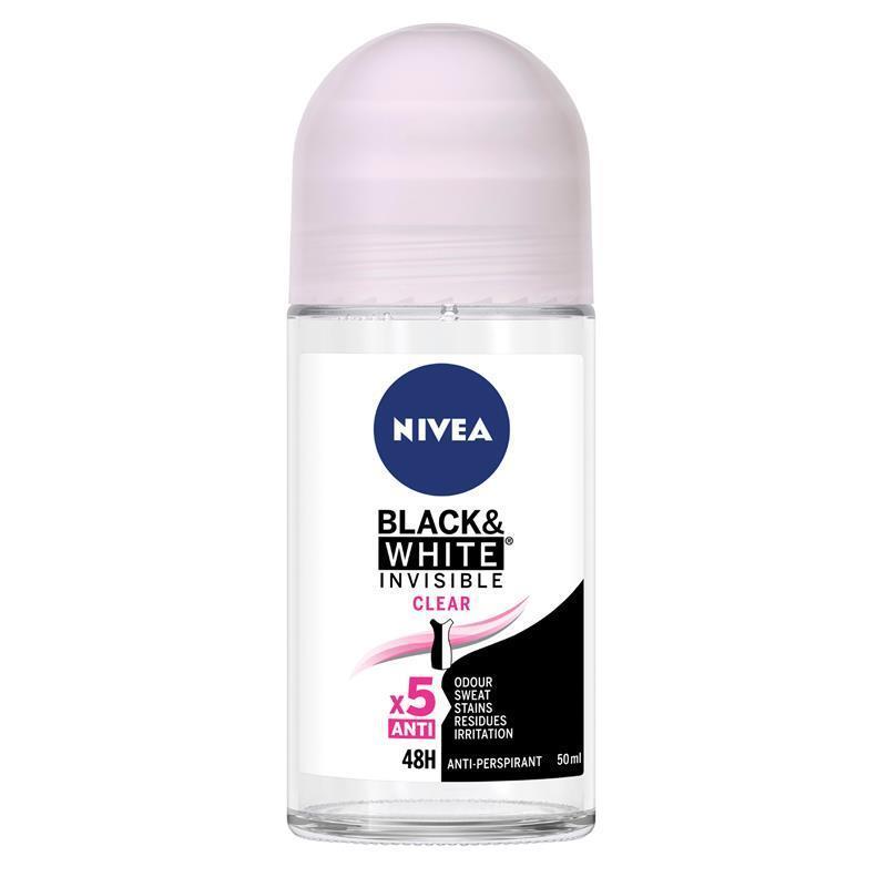 Bewust terugtrekken Ijveraar Buy Nivea Deodorant for Women Black and White Invisible Clear Roll On 50ml  Online at Chemist Warehouse®