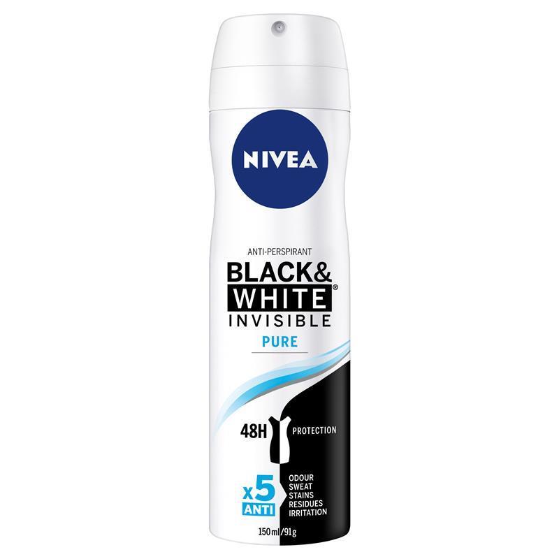 Decimale Lokken Aantrekkingskracht Buy Nivea Deodorant for Women Black and White Invisible Pure 150ml Online  at Chemist Warehouse®