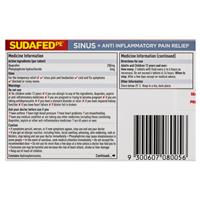 Buy Sudafed PE Sinus + Anti Inflammatory Pain Relief 24 Tablets Online ...