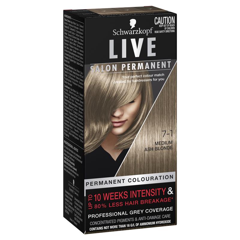 Buy Schwarzkopf Live Salon Permanent 7 1 Medium Ash Blonde Online At Chemist Warehouse