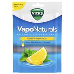 Vicks VapoNaturals Lemon Menthol Throat Lozenges 19 Naturally Flavoured Drops 70g Resealable Bag