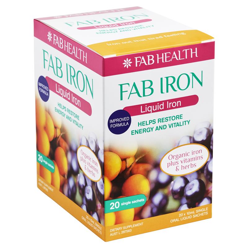 Buy FAB IRON Liquid Iron 20 x 10mL Sachets Online at Chemist Warehouse®