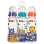 Nuby Printed Non Drip Feeding Bottles 240ml 0+ Months 3 Pack