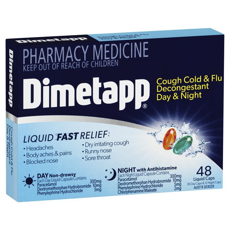 Buy Dimetapp Day & Night PE Cough 48 Liquid Capsules Online at Chemist