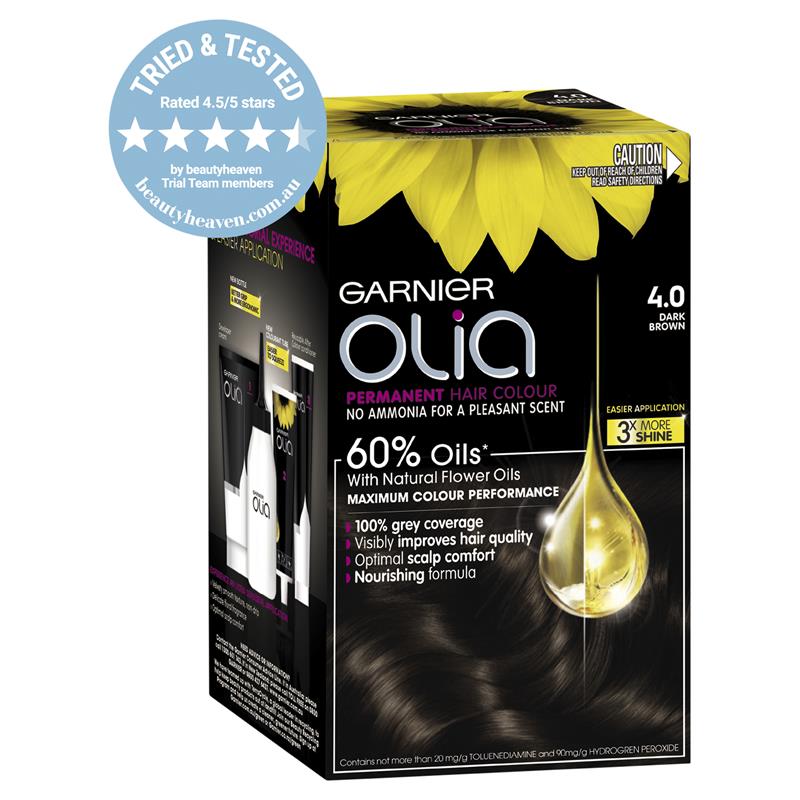 Garnier Olia Permanent Hair Colour 4 0 Dark Brown Ammonia Free Oil Based
