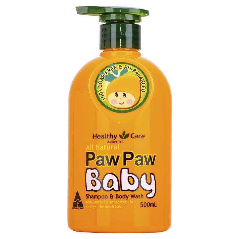 healthy care all natural paw paw baby shampoo wash 500ml