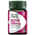 Nature's Own Biotin 300mcg - Women's Health & Healthy Nails - 100 Tablets
