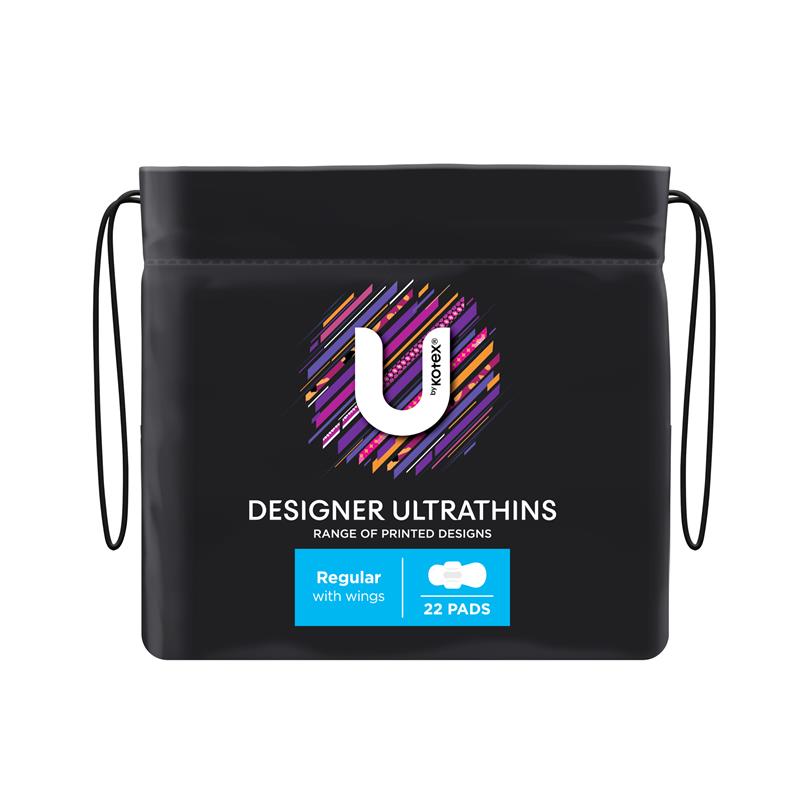 Buy U By Kotex Designer Series Ultrathins Pads Wing Regular 22