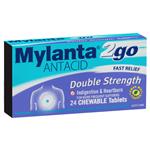 Mylanta 2Go Antacid Double Strength Tablets Lemon Mint 24 Pack