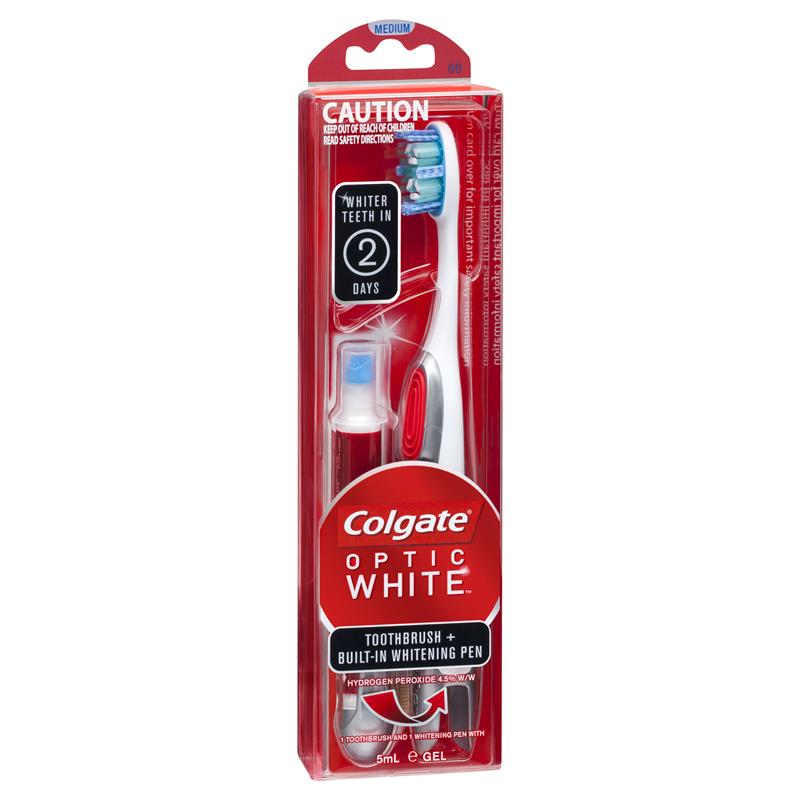 Colgate Optic White Toothbrush + Whitening Pen Medium