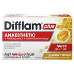 Difflam Plus Anaesthetic Sugar Free Honey And Lemon 16 Lozenges