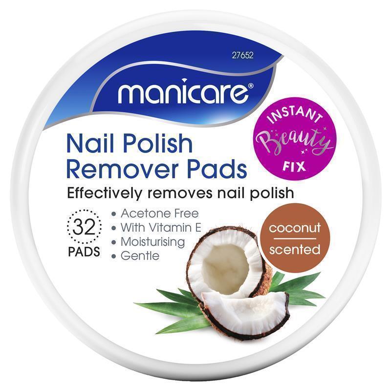 Buy Manicare Nail Polish Remover Pads Coconut Online at Chemist Warehouse®