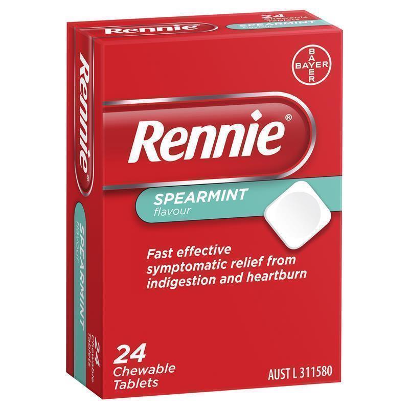 Buy Rennie Indigestion and Heartburn Relief Spearmint 24 Chewable Tablets Online at Chemist