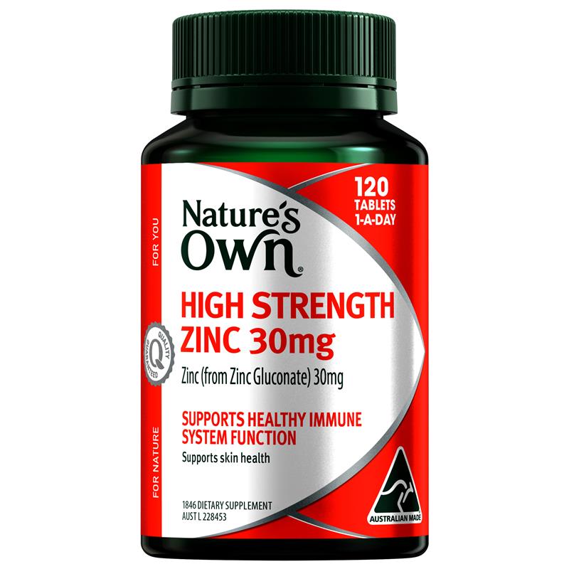Buy Nature's Own Zinc High Strength 30mg for Immune Support - 120 ...