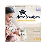 Tommee Tippee Closer to Nature Baby Bottles, Slow Flow Breast-Like Teat with Anti-Colic Valve, 260ml, Pack of 2, Clear
