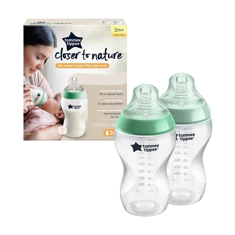 Tommee Tippee Closer to Nature Baby Bottle, Natural Shaped Dummy with  Anti-Colic Valve, 150ml, Set of 1, Clear (Color and Design May Vary)